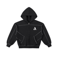 Unisex Contrasted Boxy Fleece Zip Hoodie