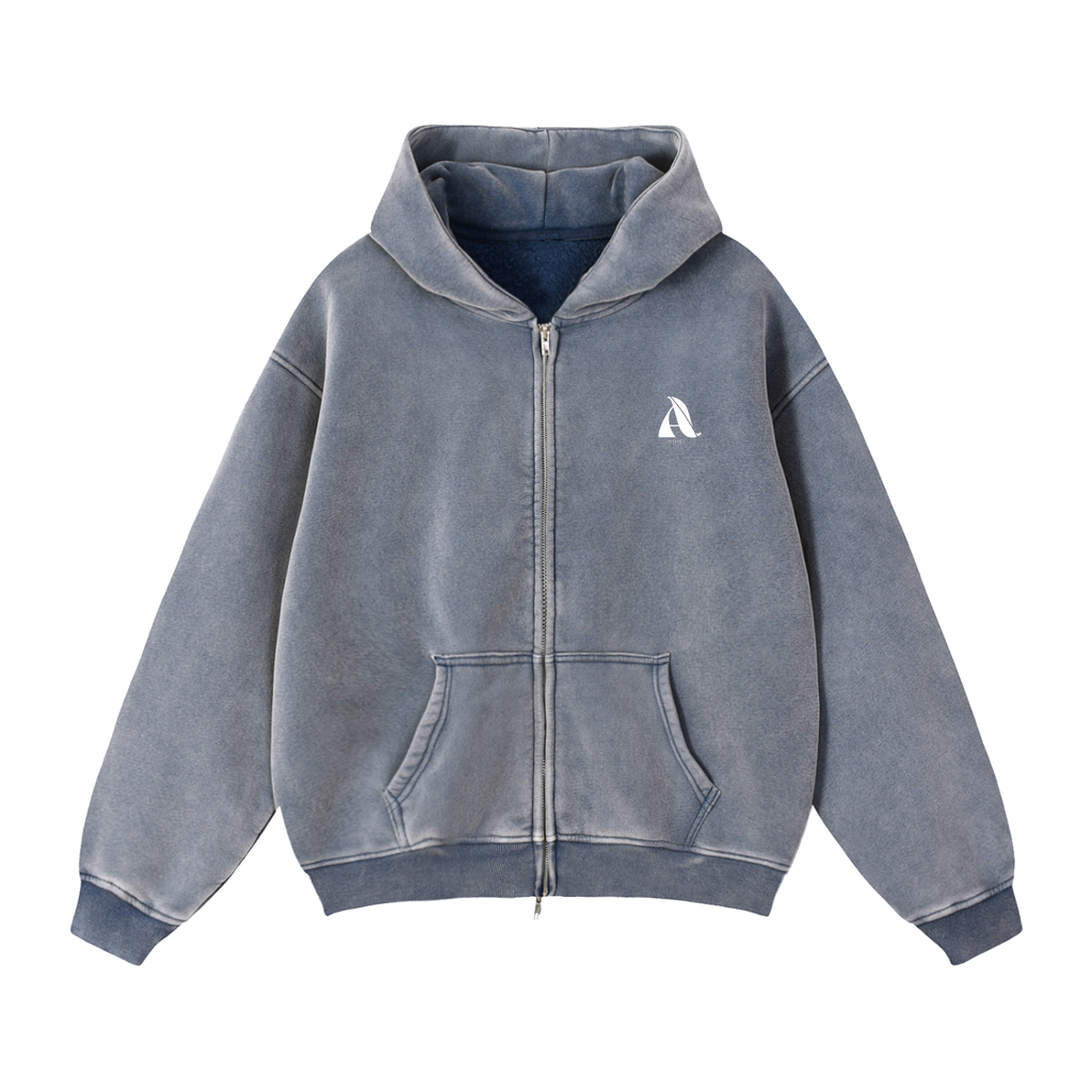 Unisex Zip Boxy Fleece Hoodie