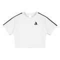 Women's White Taped  Performance Crop Top
