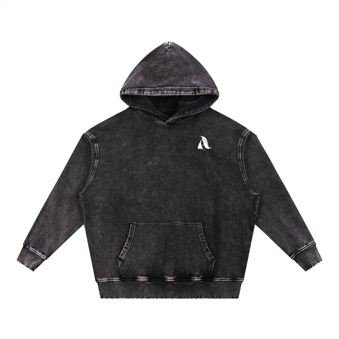 Unisex Wash Frayed Heavyweight  Hoodie