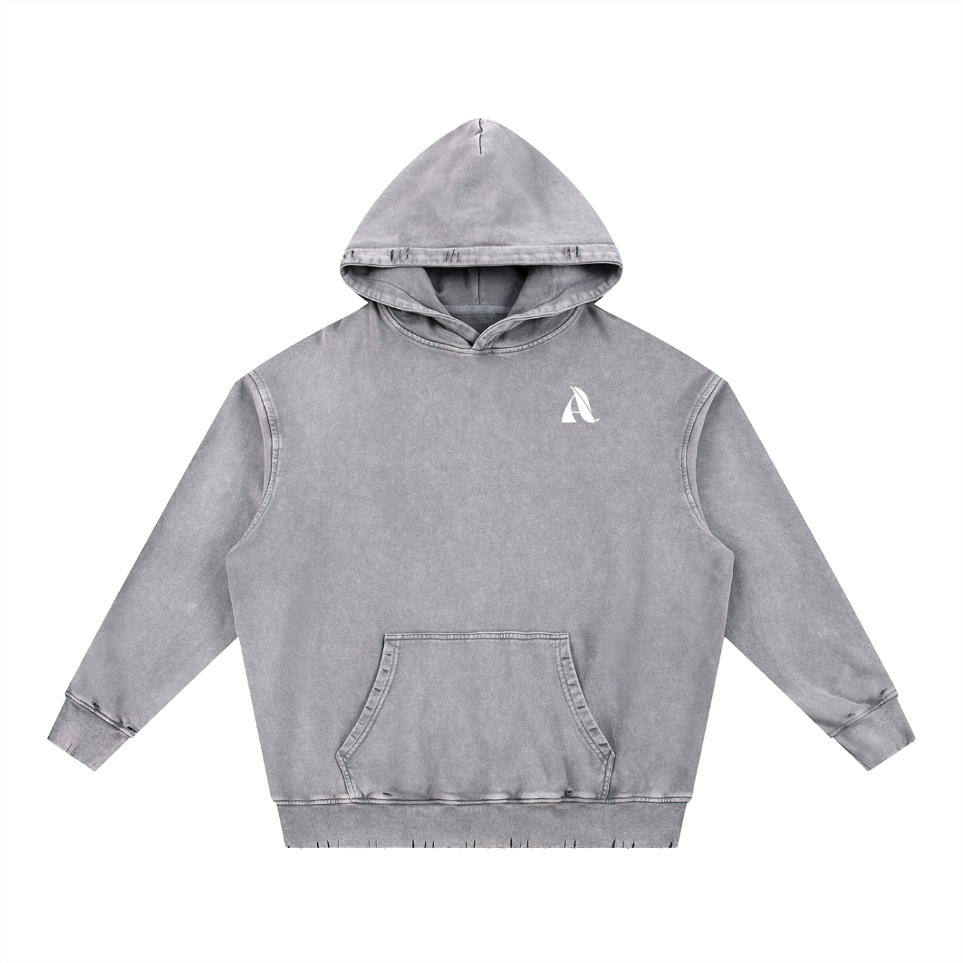 Unisex Wash Frayed Heavyweight  Hoodie