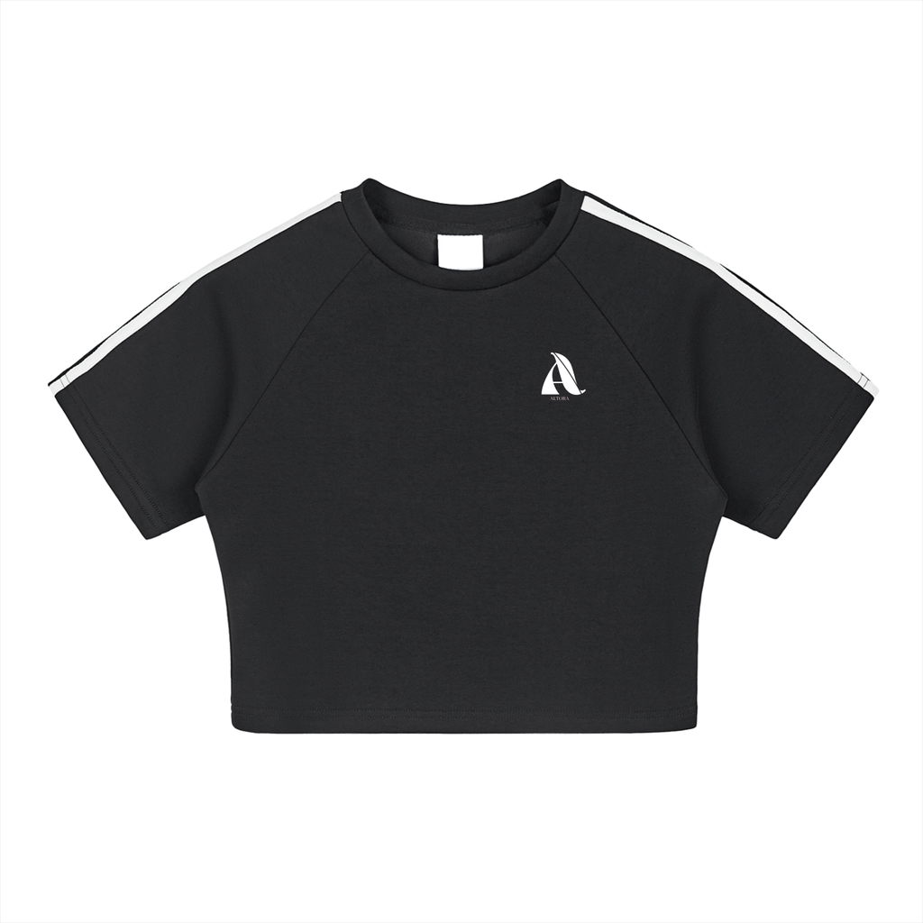 Women's Black Taped Performance Crop Top