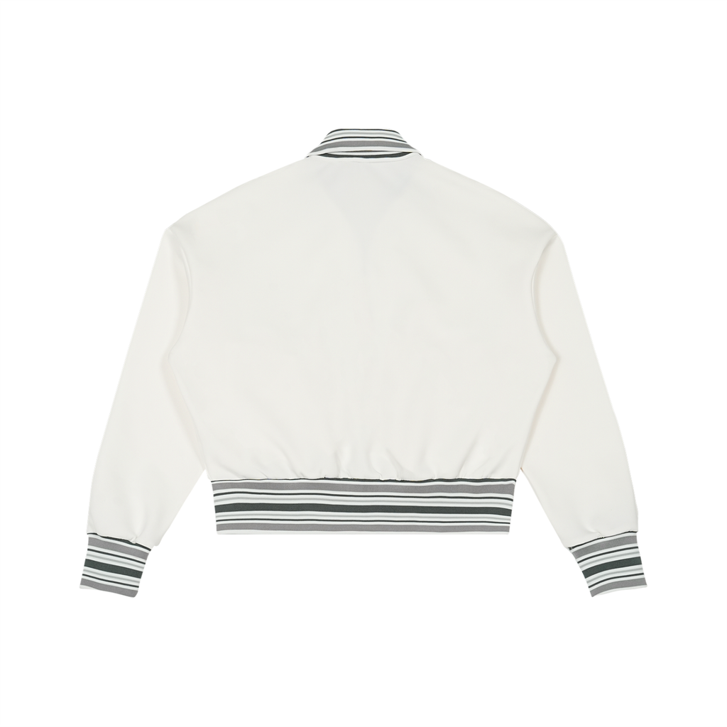 Unisex Striped Rib Collar Zip