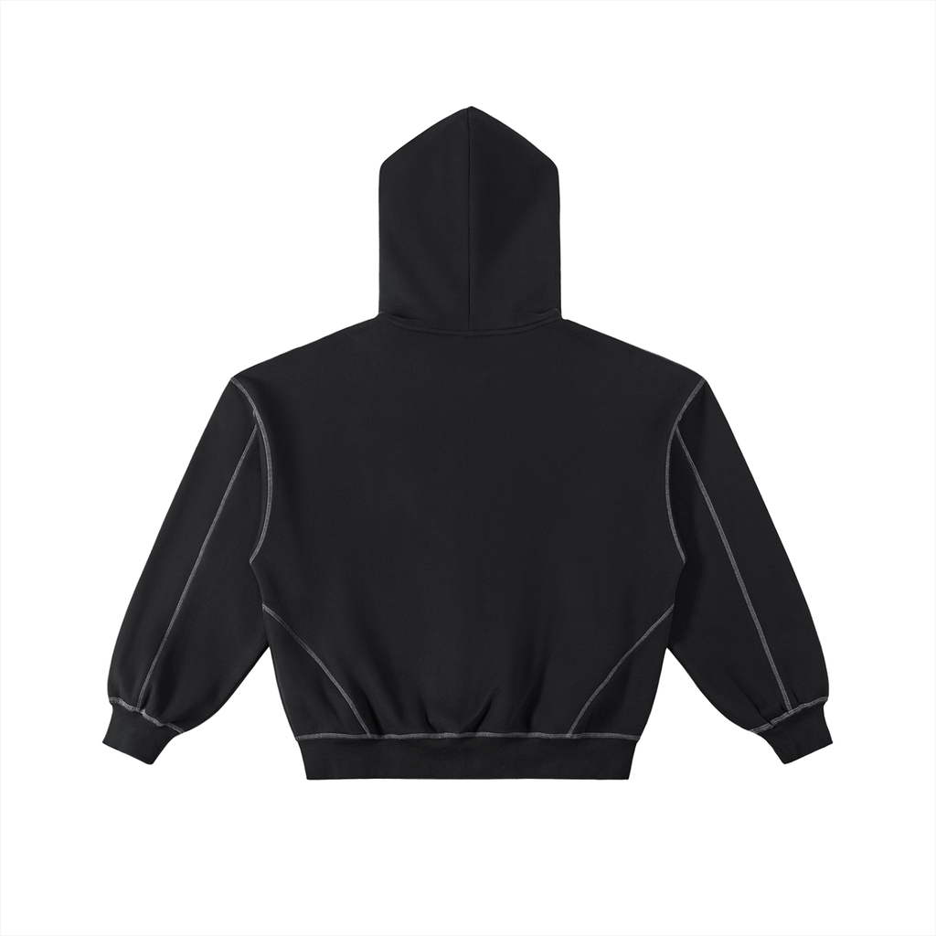 Unisex Contrasted Boxy Fleece Zip Hoodie