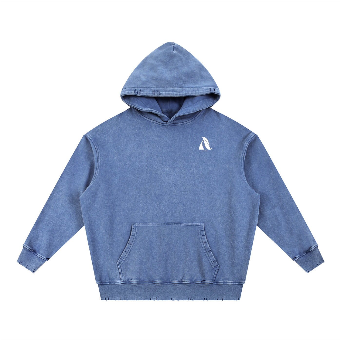 Unisex Wash Frayed Heavyweight  Hoodie