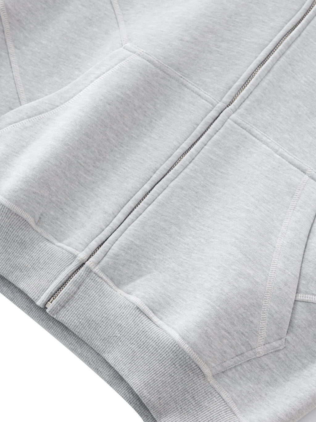 Unisex Contrasted Boxy Fleece Zip Hoodie