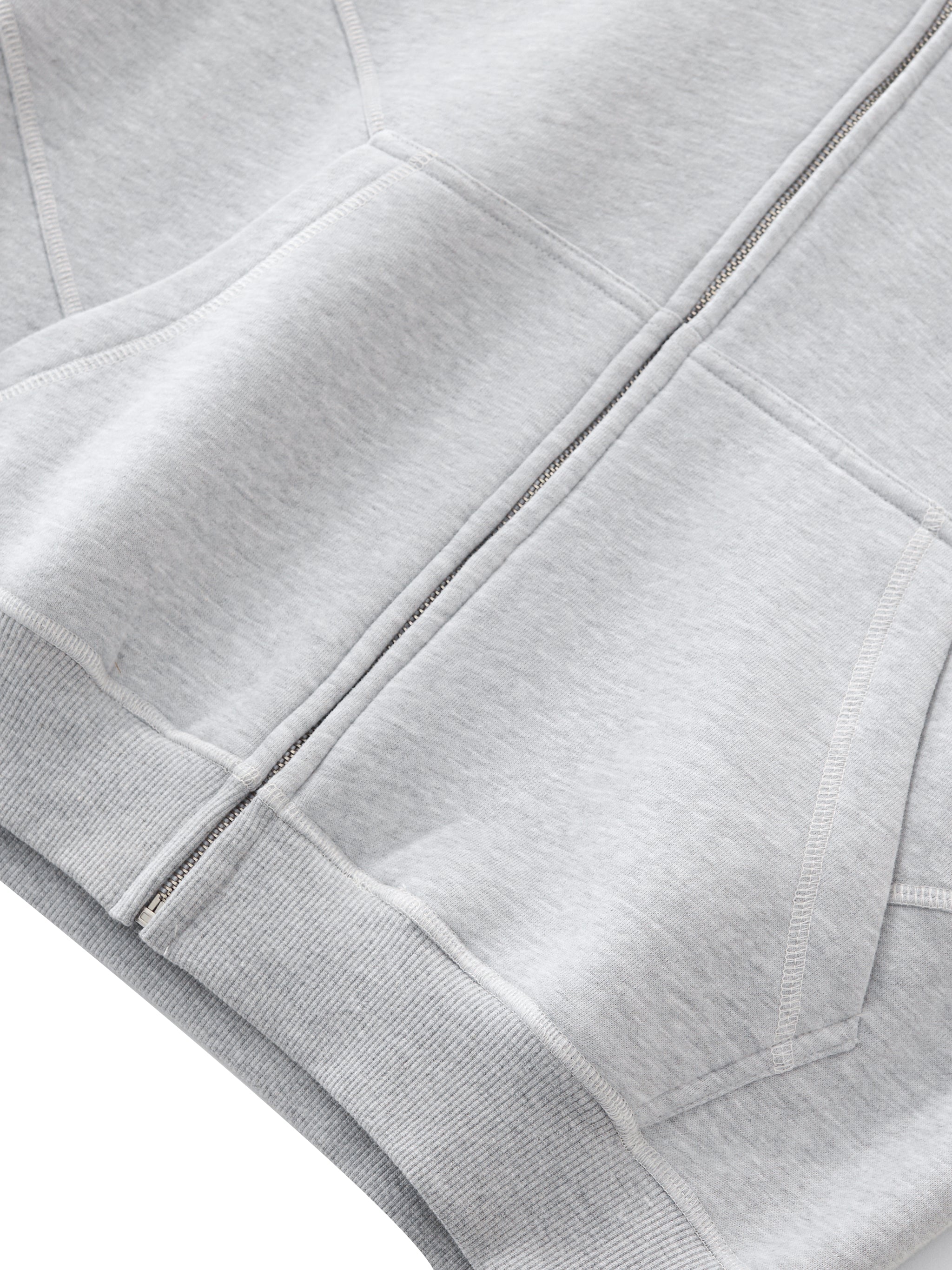 Unisex Contrasted Boxy Fleece Zip Hoodie