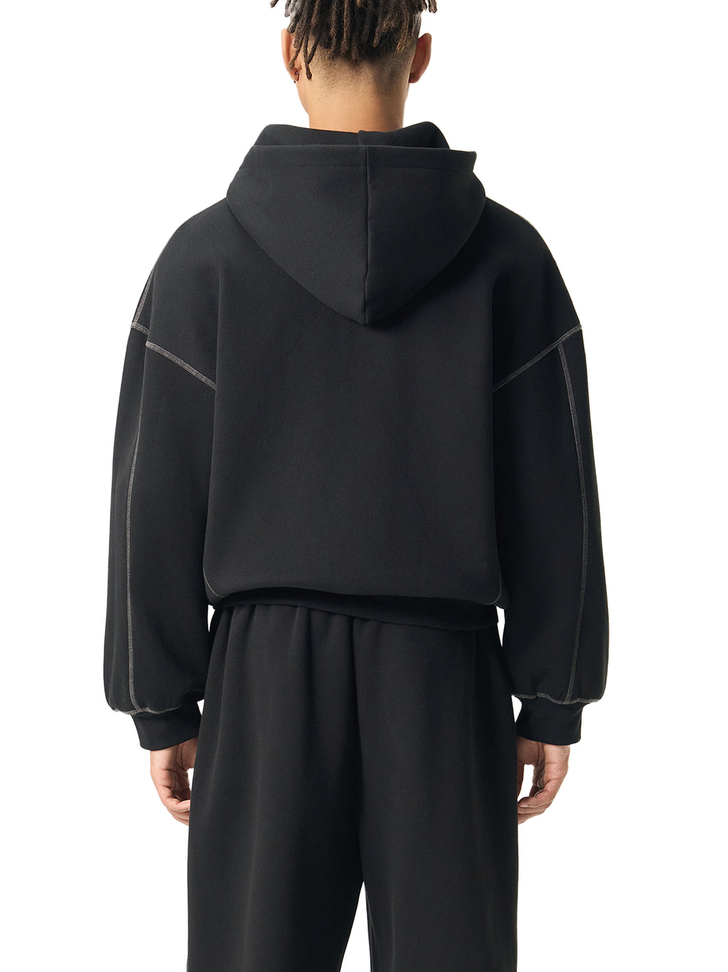 Unisex Contrasted Boxy Fleece Zip Hoodie