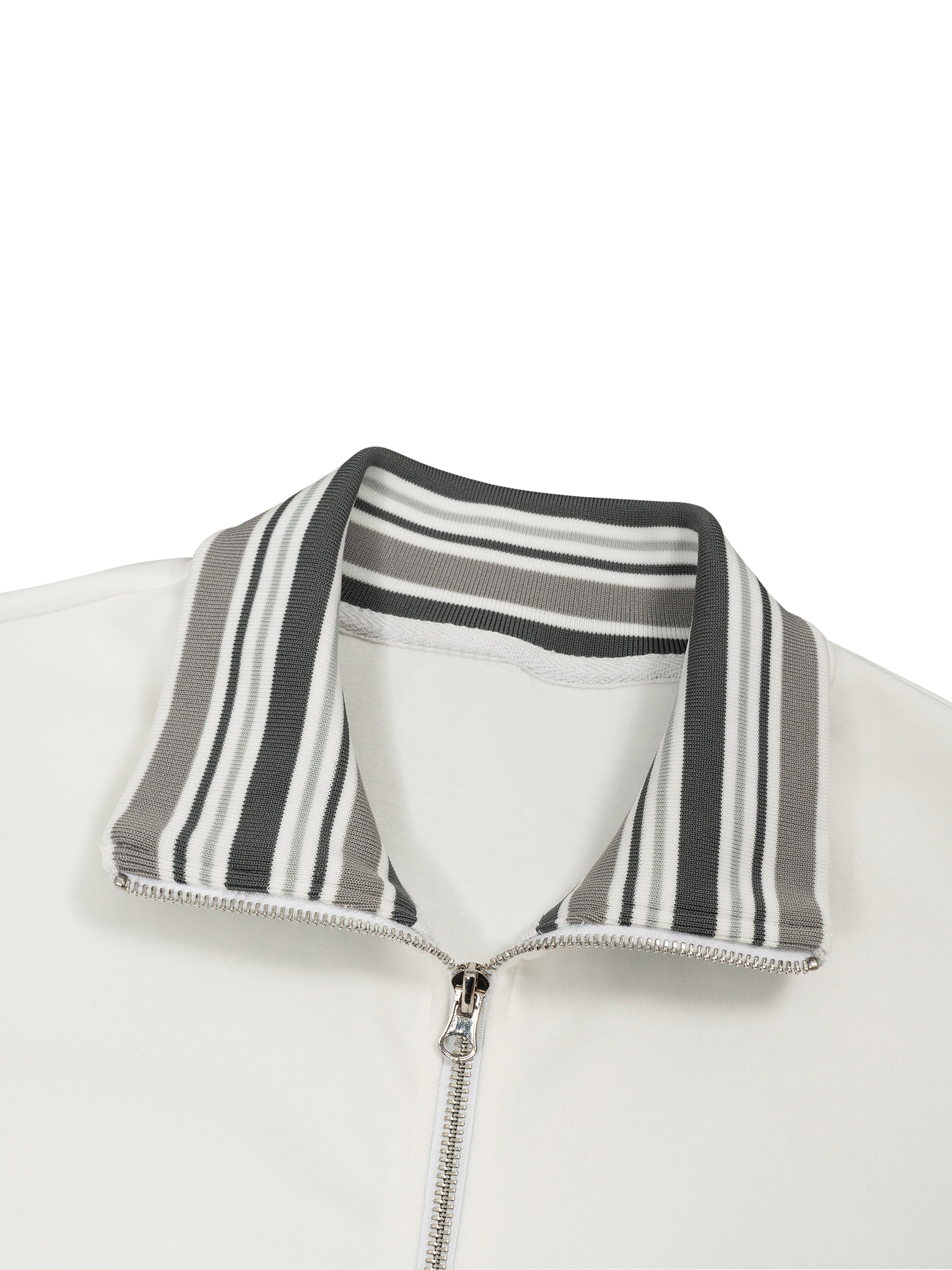Unisex Striped Rib Collar Zip